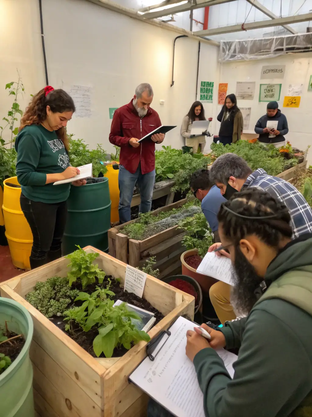 A photo of children participating in an educational workshop about composting, illustrating UN BRIN DE JARDIN's commitment to environmental education.
