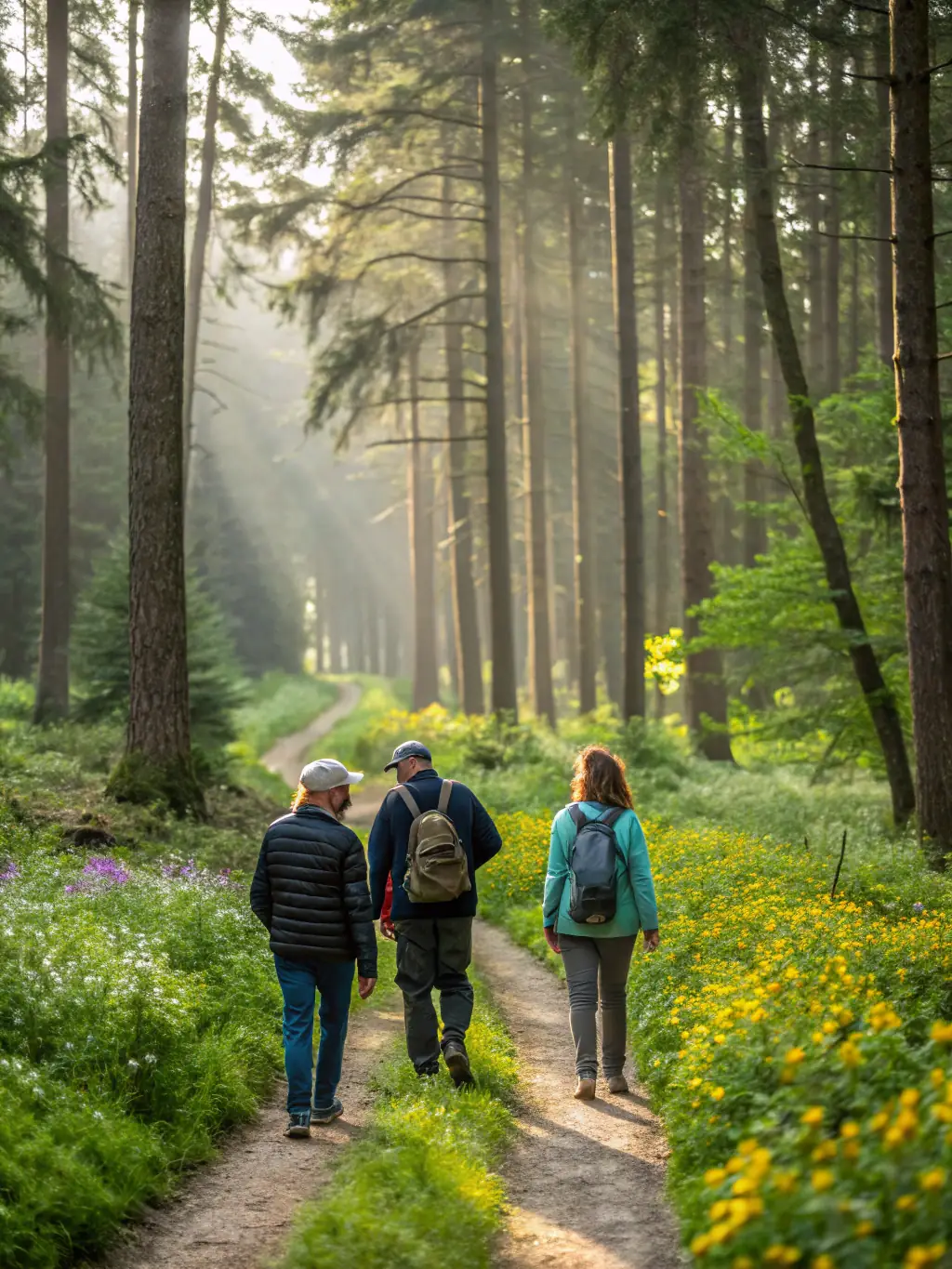 A picture of a group of people on a guided nature walk, demonstrating UN BRIN DE JARDIN's efforts to connect people with nature.